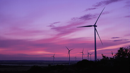 wind turbine at sunset