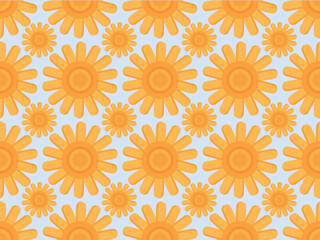 Sun flowers. Seamless vector pattern. 