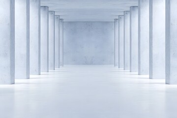 Fototapeta premium Minimalist exhibition background framed by towering monolithic structures