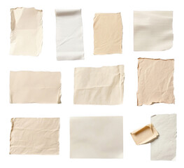 
Vintage paper note, sticky notes set isolated on a white background, png