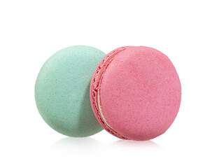 Colored macaroons on white isolated background