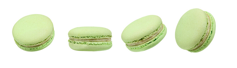 Colored macaroons on white isolated background