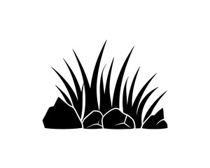 creative details Grass with Rocks Icon vector illustration