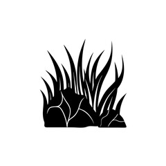 creative details Grass with Rocks Icon vector illustration