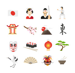 japan icons set
