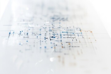 Abstract representation of a complex network system with lines, nodes, and data points, suggesting technology or connection.