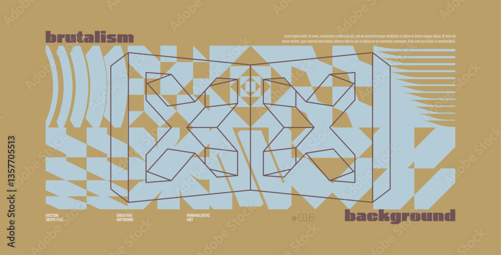 Aufkleber brutalism abstract vector ecru color background with postmodern geometric graphic shapes in y2k aest