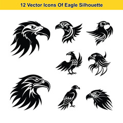 12 Striking Eagle Silhouette Vector Icons for Design Projects