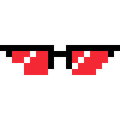 Obraz premium Pixel sunglasses. 8 bit glasses. Fashion glasses pixelated style 