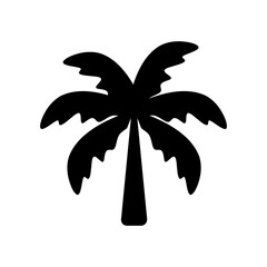 Isolated black palm tree on white background. Palm tree silhouette. Vector illustration.