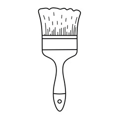 Paintbrush vector illustration. Hand-drawn painting tool in doodle style. Black line art isolated on white background.
