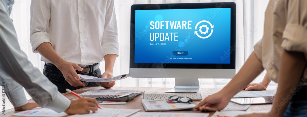 Aufkleber Software update on computer for brisk version of device software upgrade