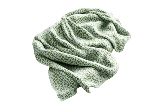 Soft green-patterned blanket Isolated on White and Transparent Background PNG Image.