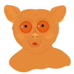 Tarsier Filipino vector stock illustration. Cute primate with big eyes. Funny jungle animal. Isolated on a white background