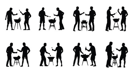 Fototapeta premium BBQ Silhouette Icons - Barbecue, Grill, Cooking, Outdoor, Party