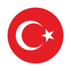 Fototapeta premium Turkey Flag icon, Round flag icon design, The official National Flag of Turkey. vector background of turkey flag.