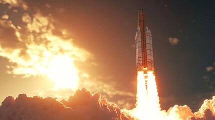 Obraz premium Cinematic depiction of a space mission launch as seen from orbit