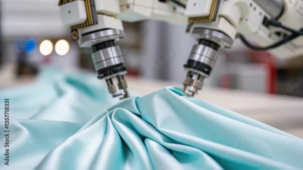Fototapete a closeup of robotic grippers gently handling delicate textiles highlighting the softtouch technolog