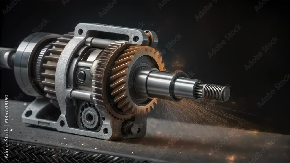Aufkleber A closeup of the jackhammers motor showing intricate parts and the sparks flying as it engages symbolizing power and machinery.
