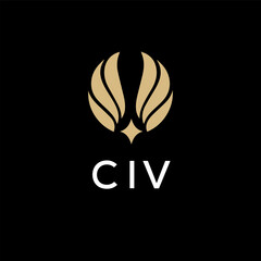 CIV creative minimalist letter logo.