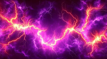 Abstract purple and orange lightning energy.