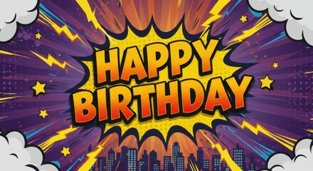 Happy Birthday Comic Book Style Card Design