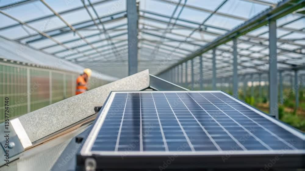 Poster a medium closeup of a solar panel being mounted onto the roof structure emphasizing the integration 