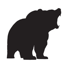 Roaring Bear Silhouette Vector - Traditional Grizzly Bear Clipart for Outdoor and Camping Brands - Bear Roar Vector - Roaring Bear Icon - Roaring Bear Illustration

