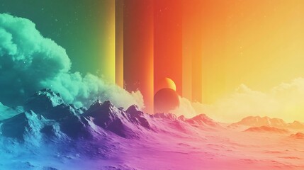 Colorful visualization of planetary atmospheres on a clean science themed background