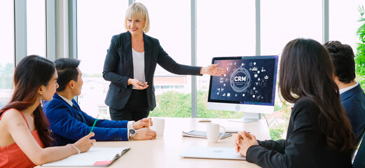 Customer relationship management system on modish computer for CRM business and enterprise