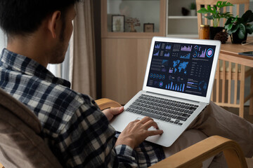 Business data dashboard provide business intelligence analytic for marketing strategy planning snugly with big data set to analyze customer demands and foreseeing business future