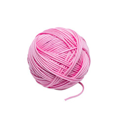 Ball of pink wool isolated on a white background