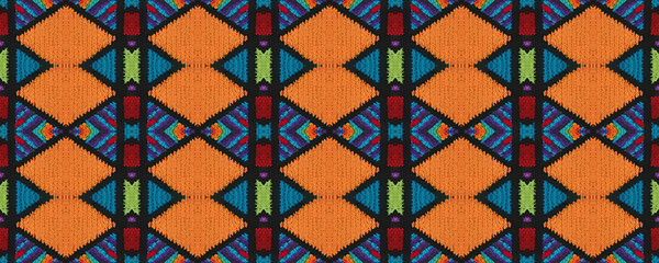 Seamless Native Ornament. Volume knitting Woolen.