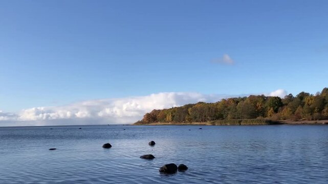 seascape panorama, early autumn sunny day