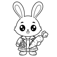 Bunny becomes a doctor and brings carrots, for coloring