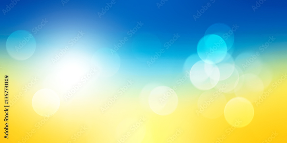 Wall mural yellow summer abstract background blur with bokeh