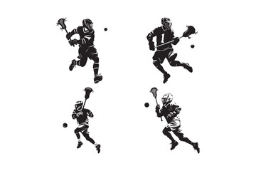 Lacrosse Players Silhouette Action Shots of Lacrosse Athletes