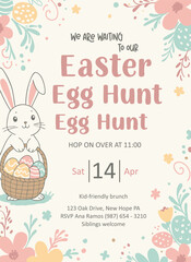 Happy Easter, Easter Egg Hunt invitation.