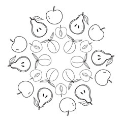 summer fruits decorative ornament in vector