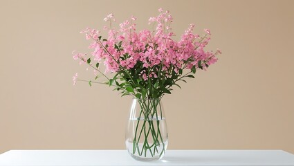 Obraz premium A decorative vase containing vibrant pink flowers placed on a table