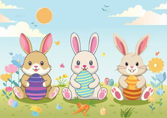 Happy Easter Bunnies, Easter Rabbits.