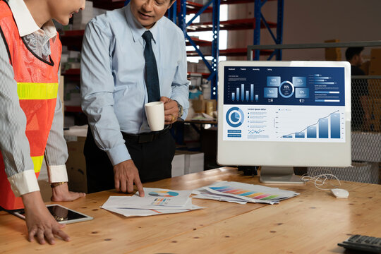 Business data dashboard provide business intelligence analytic for marketing strategy planning snugly with big data set to analyze customer demands and foreseeing business future