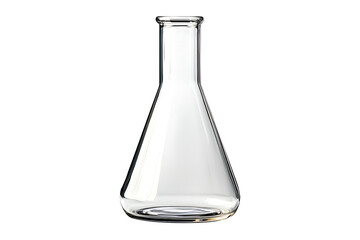 Empty Erlenmeyer chemical flask Isolated on White and Transparent Background PNG Image.