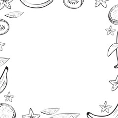 exotic fruits decorative frame in vector