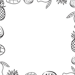 exotic fruits decorative frame in vector