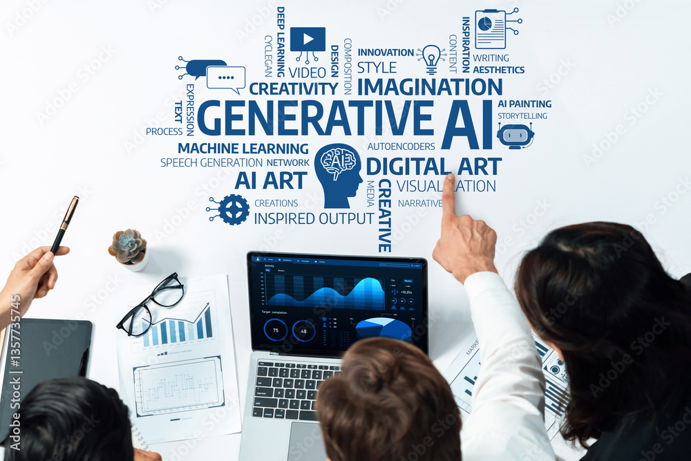 Leinwandbilder a team engaging in a brainstorming session focused on generative ai, showcasing innovative ideas, da