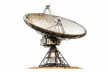 Large satellite dish antenna against a white background