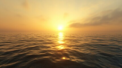 Obraz premium A serene sunset over calm waters, casting golden reflections on the surface, creating a tranquil and picturesque atmosphere.