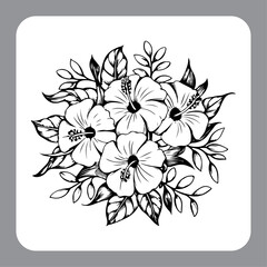 Beautiful Hibiscus Ink Illustration