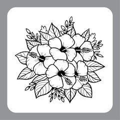 Beautiful Hibiscus Ink Illustration